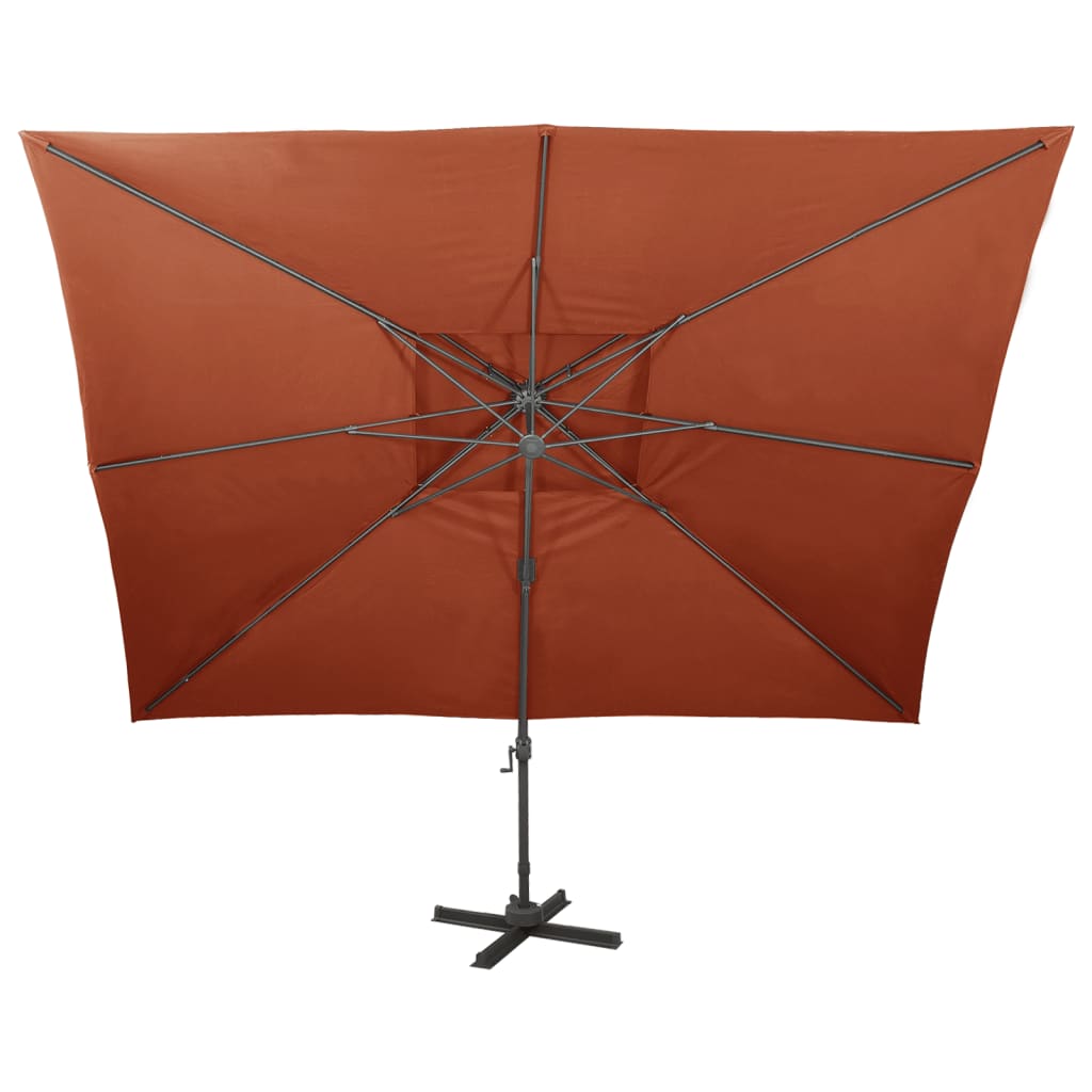 Umbrelă în consolă cu înveliș dublu, cărămiziu, 400x300 cm GartenMobel Dekor