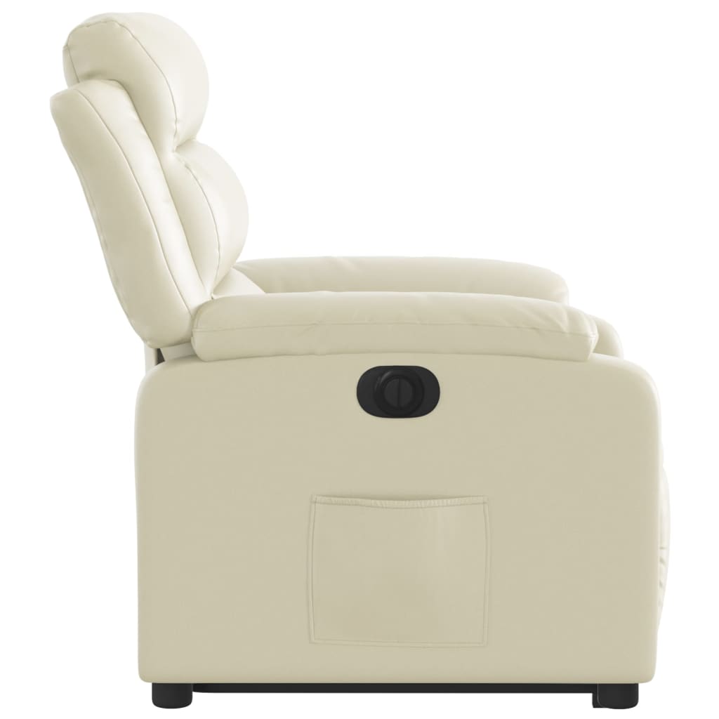 Fotoliu rabatabil electric cu ridicare, crem, piele ecologică GartenMobel Dekor
