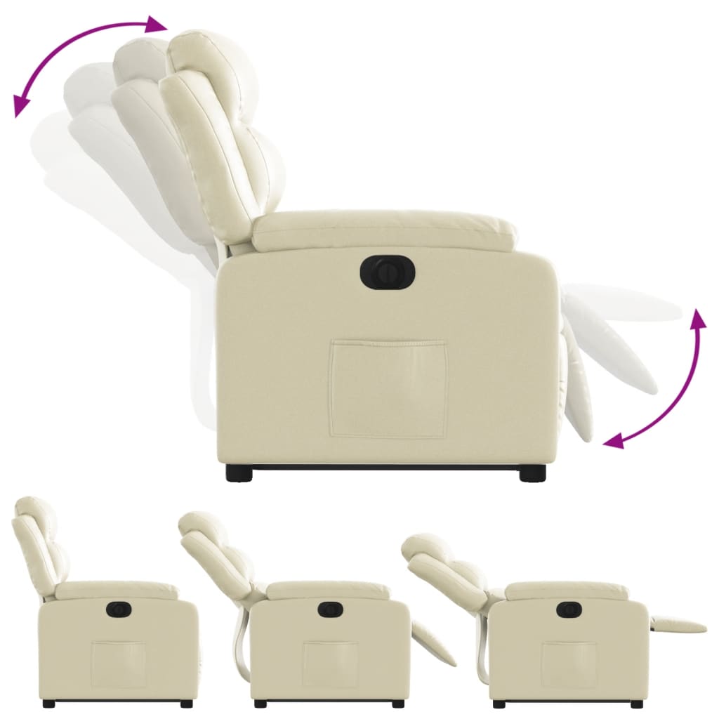 Fotoliu rabatabil electric cu ridicare, crem, piele ecologică GartenMobel Dekor