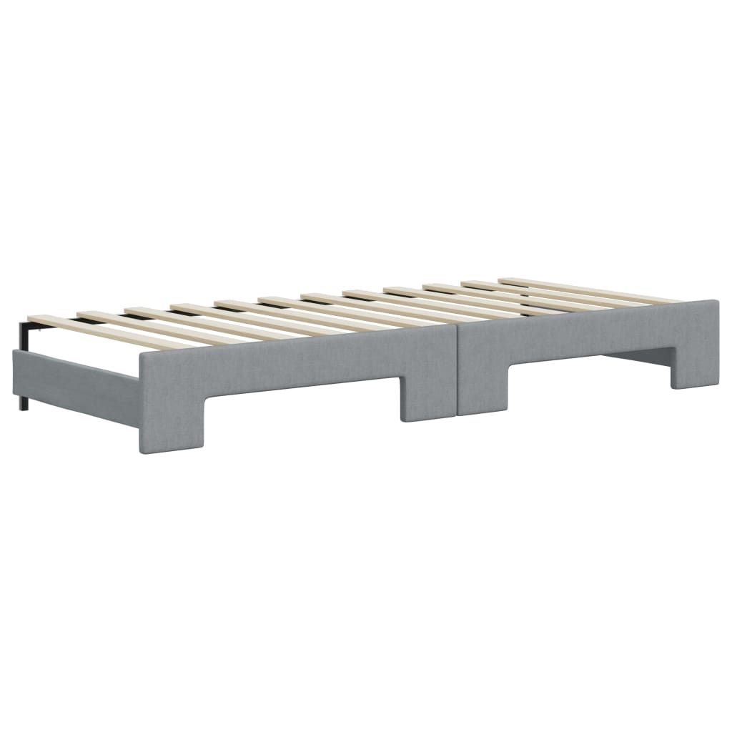 Pat de zi cu extensie și saltele, gri deschis 90x200 cm textil GartenMobel Dekor