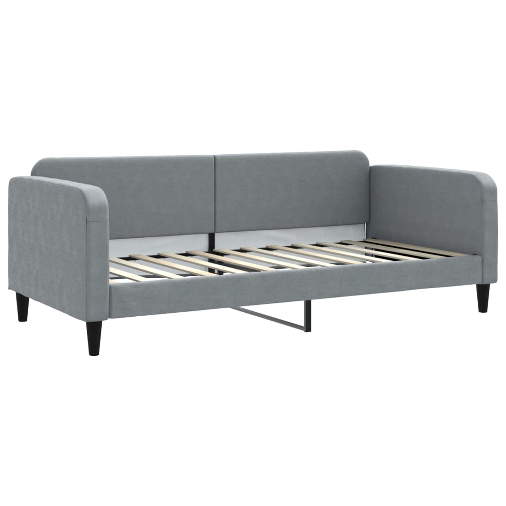 Pat de zi cu extensie și saltele, gri deschis 90x200 cm textil GartenMobel Dekor