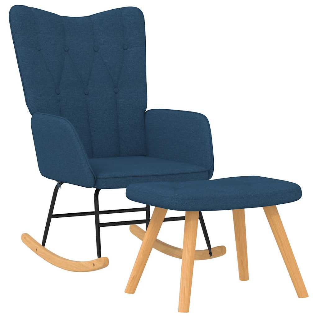 Scaun balansoar cu taburet, albastru, textil GartenMobel Dekor