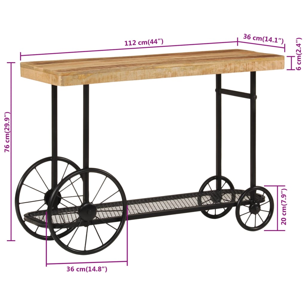 Consolă 112x36x76 cm din lemn masiv de mango și fier GartenMobel Dekor