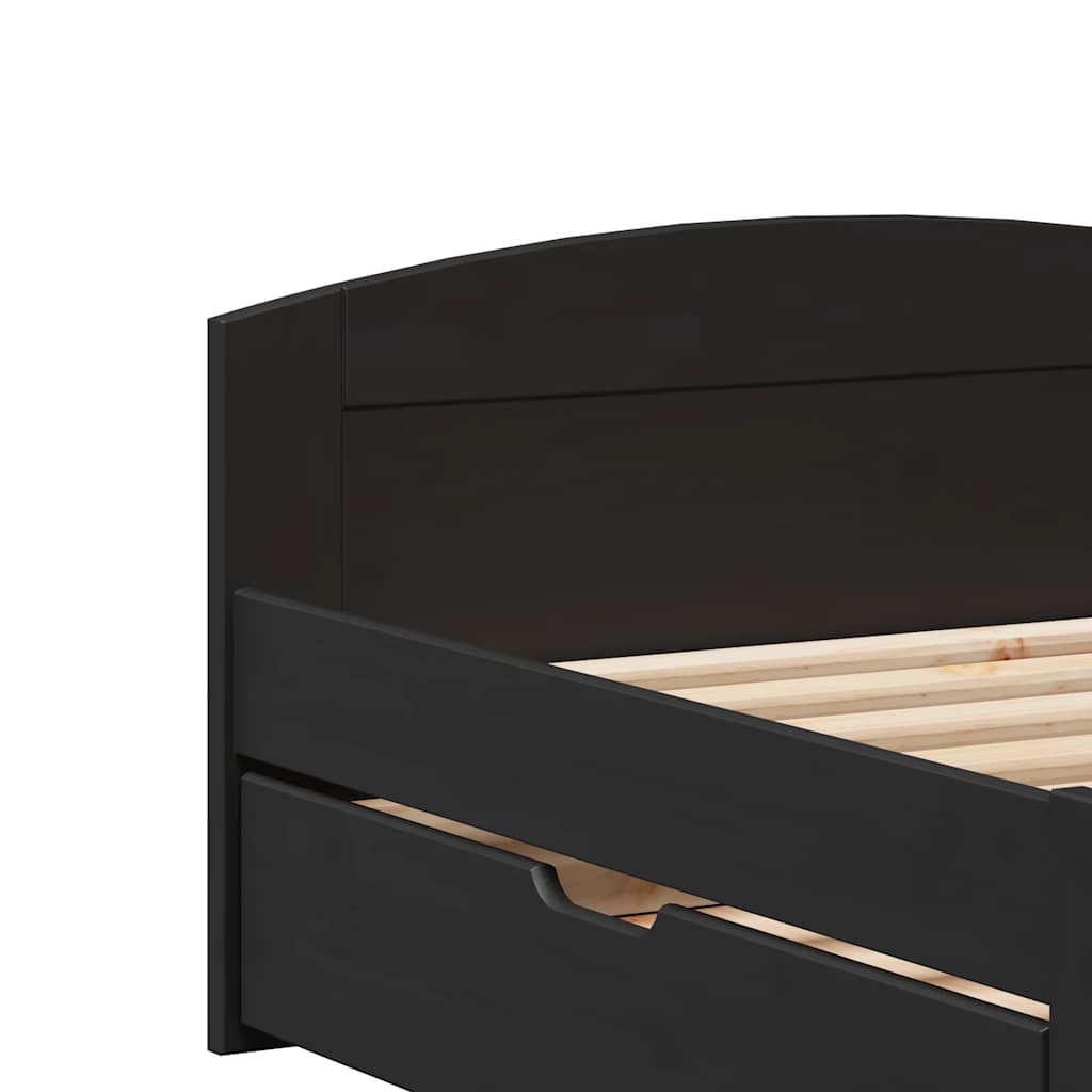 Pat de zi cu 2 sertare fără saltea „IRUN” Negru 90x200 cm GartenMobel Dekor