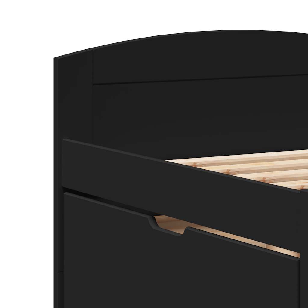 Pat de zi cu 5 sertare fără saltea „IRUN” Negru 90x200 cm GartenMobel Dekor