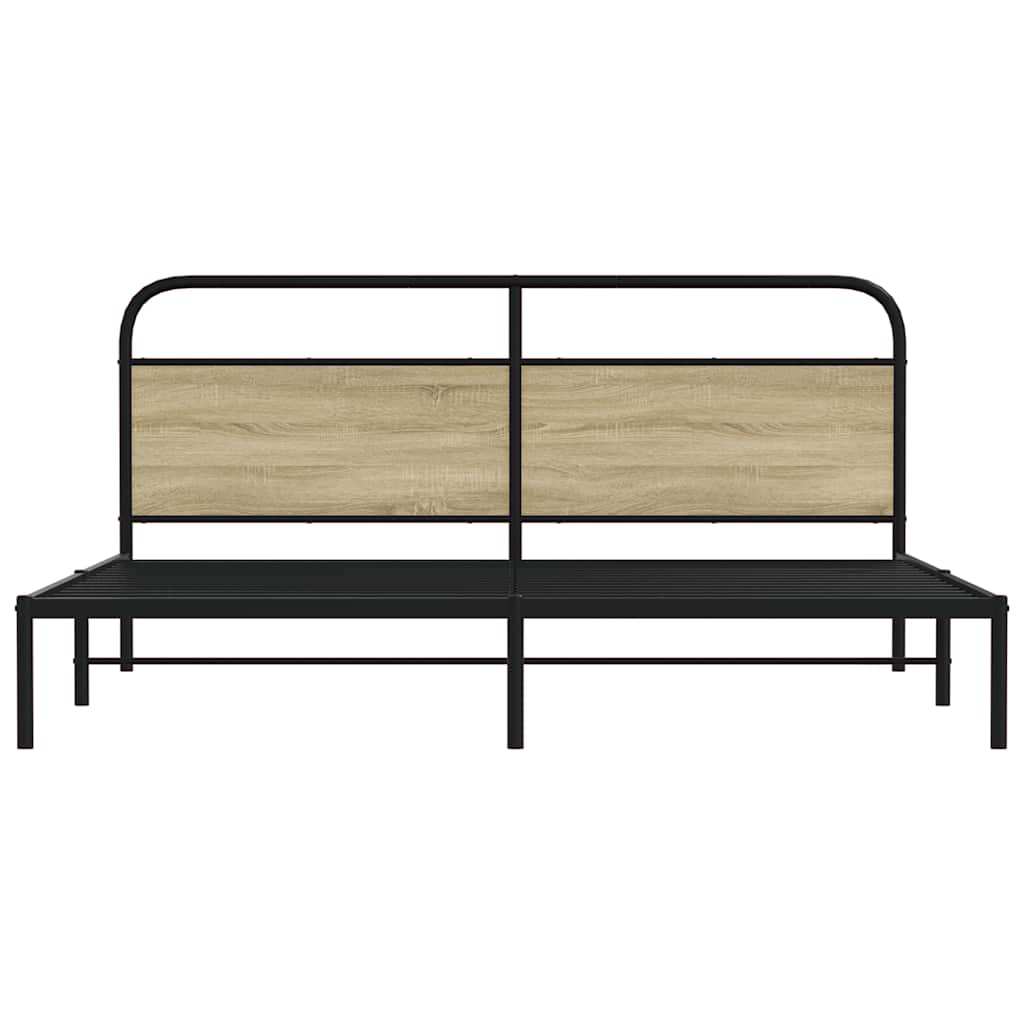 Cadru de pat metalic fără saltea, stejar sonoma, 193x203 cm GartenMobel Dekor
