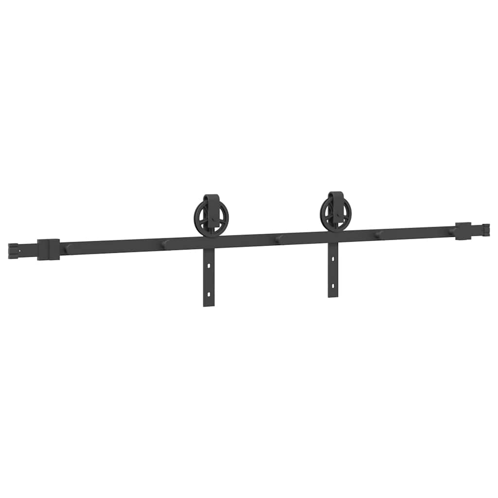 Set feronerie pentru ușă glisantă, negru, 183 cm, oțel GartenMobel Dekor