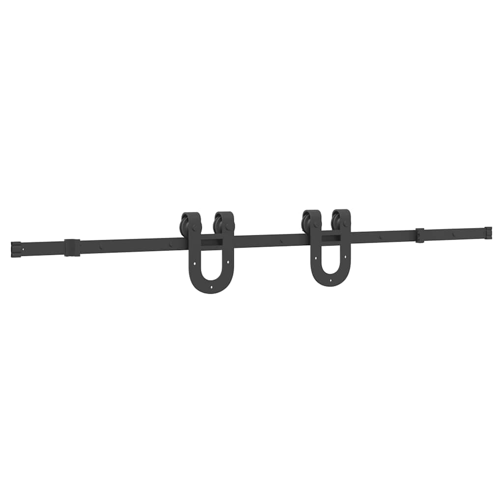 Set feronerie pentru ușă glisantă, negru, 183 cm, oțel GartenMobel Dekor
