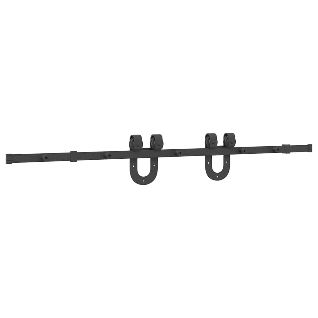 Set feronerie pentru ușă glisantă, negru, 183 cm, oțel GartenMobel Dekor