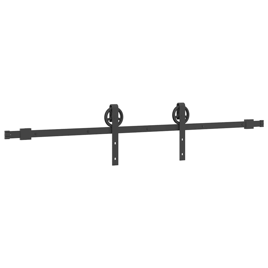 Set feronerie pentru ușă glisantă, negru, 183 cm, oțel GartenMobel Dekor