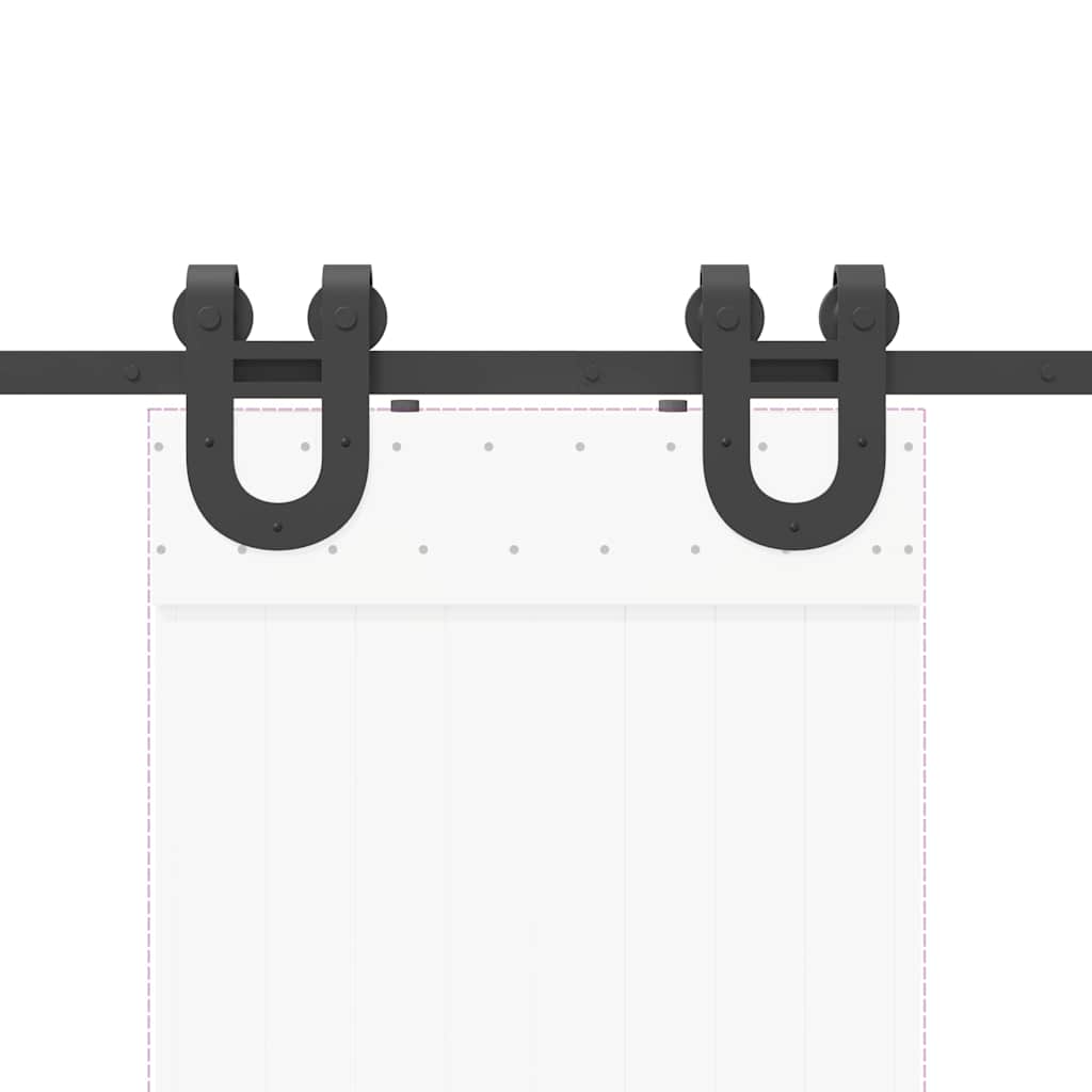 Set feronerie pentru ușă glisantă, negru, 183 cm, oțel GartenMobel Dekor