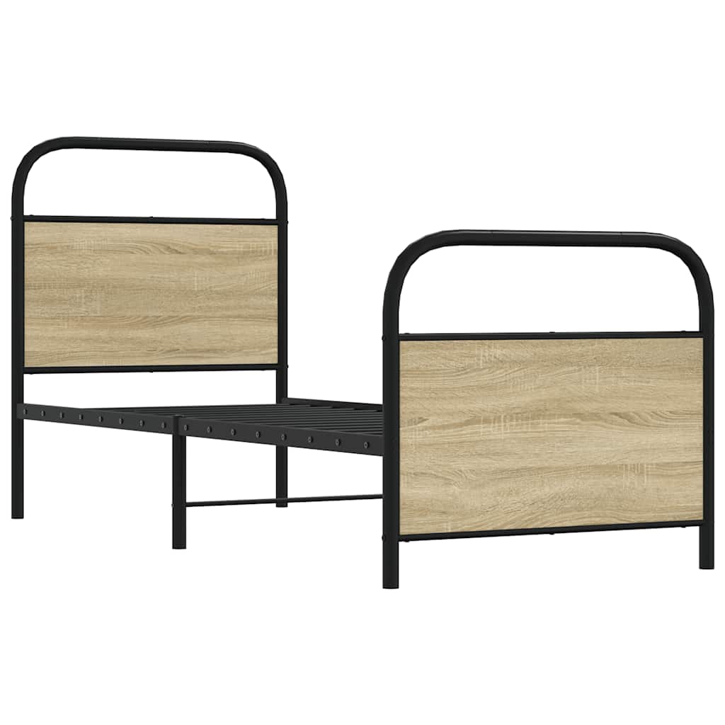 Cadru de pat fără saltea 75x190 cm Lemn derivat stejar Sonoma GartenMobel Dekor