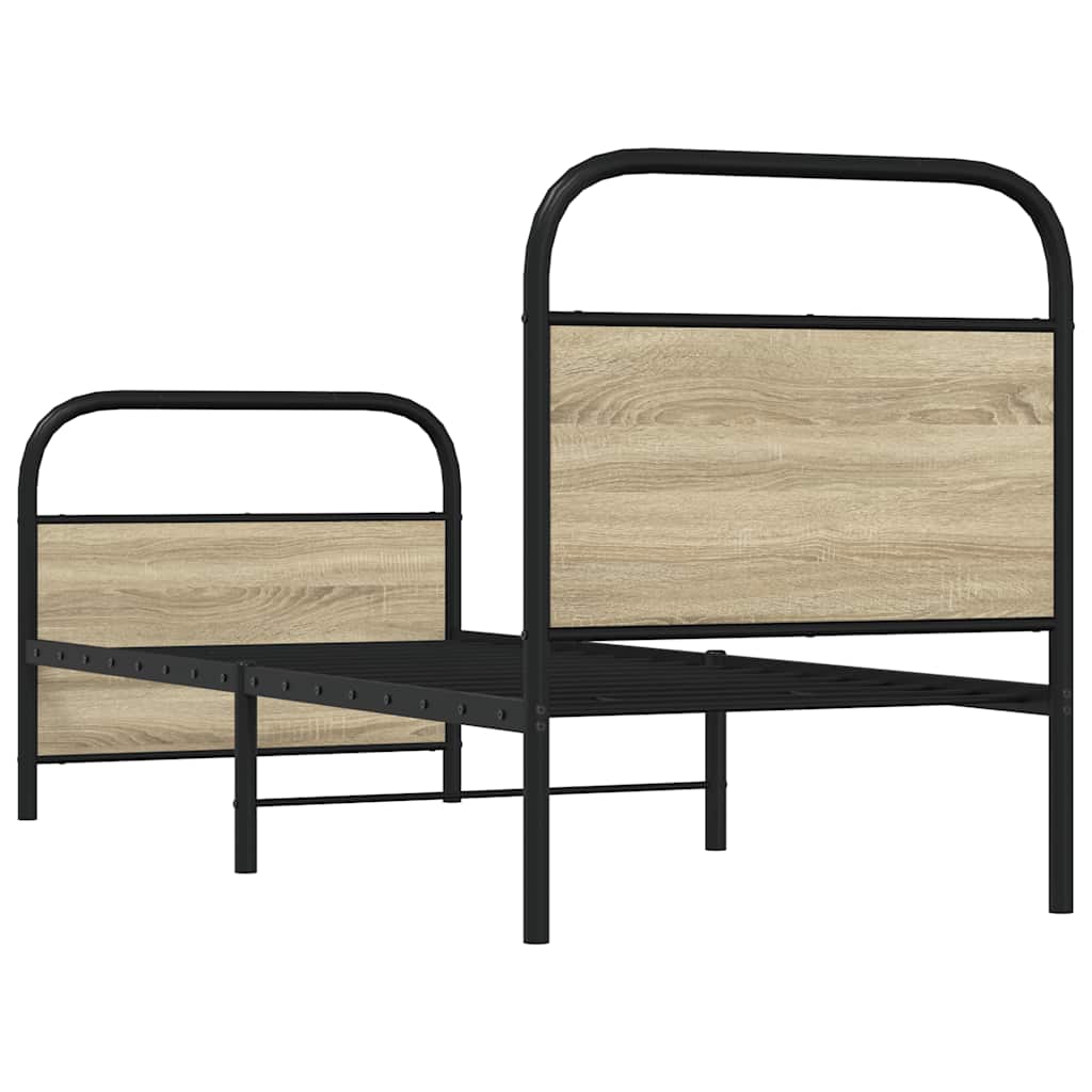 Cadru de pat fără saltea 75x190 cm Lemn derivat stejar Sonoma GartenMobel Dekor