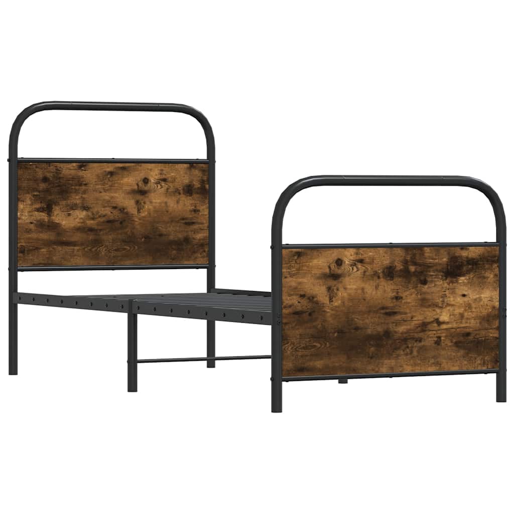 Cadru de pat fără saltea 75x190cm stejar afumat lemn prelucrat GartenMobel Dekor