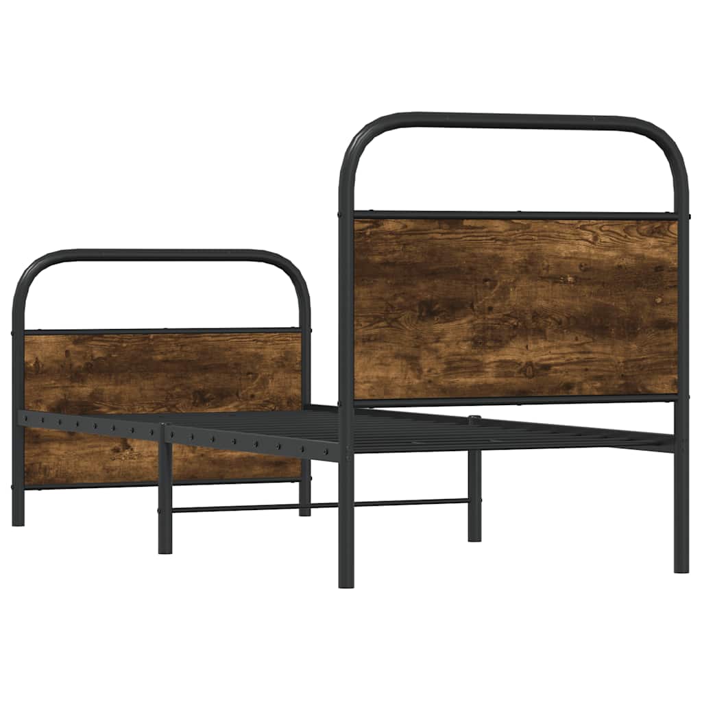 Cadru de pat fără saltea 80x200cm Stejar fumuriu lemn prelucrat GartenMobel Dekor