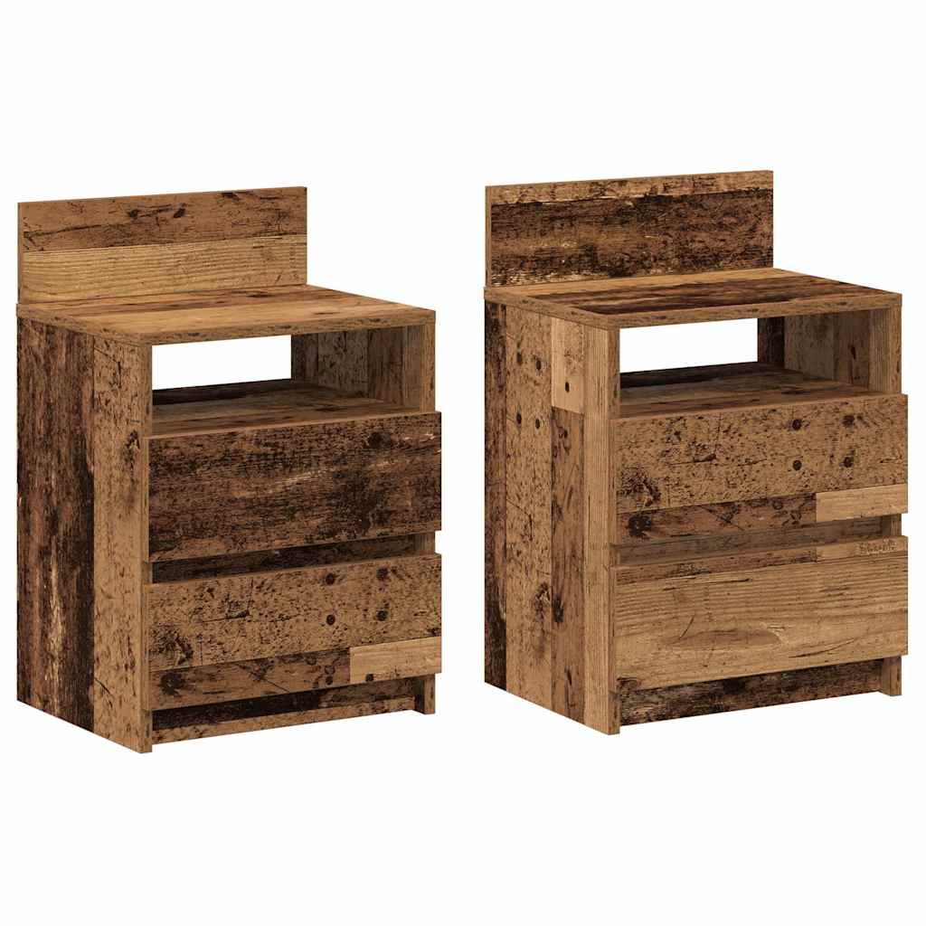 Noptiere 2 buc cu 2 sertare Lemn vechi 40x33x60 cm GartenMobel Dekor