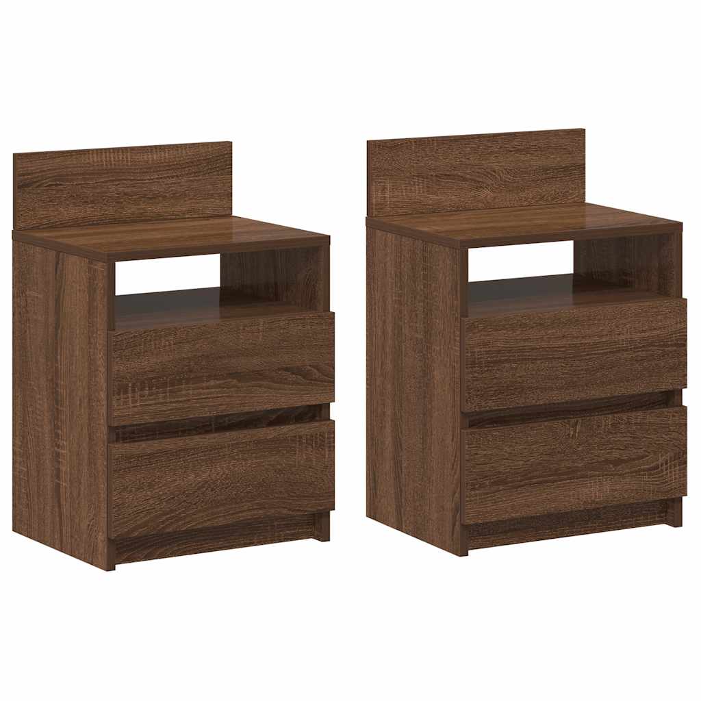 Noptiere 2 buc cu 2 sertare Stejar maro 40x33x60 cm GartenMobel Dekor