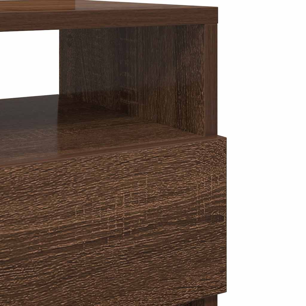 Noptiere 2 buc cu 2 sertare Stejar maro 40x33x60 cm GartenMobel Dekor