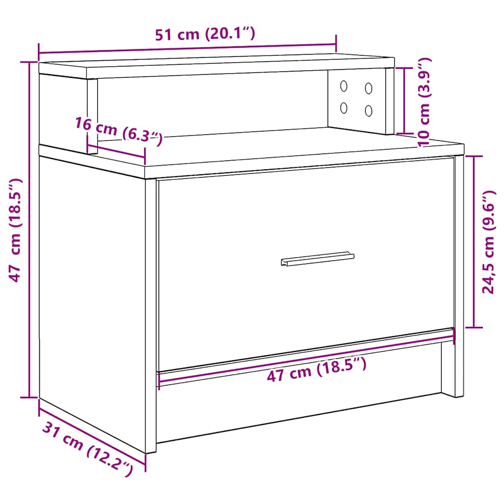 Noptiere cu sertar 2 buc Gri Sonoma 51x31x47 cm GartenMobel Dekor