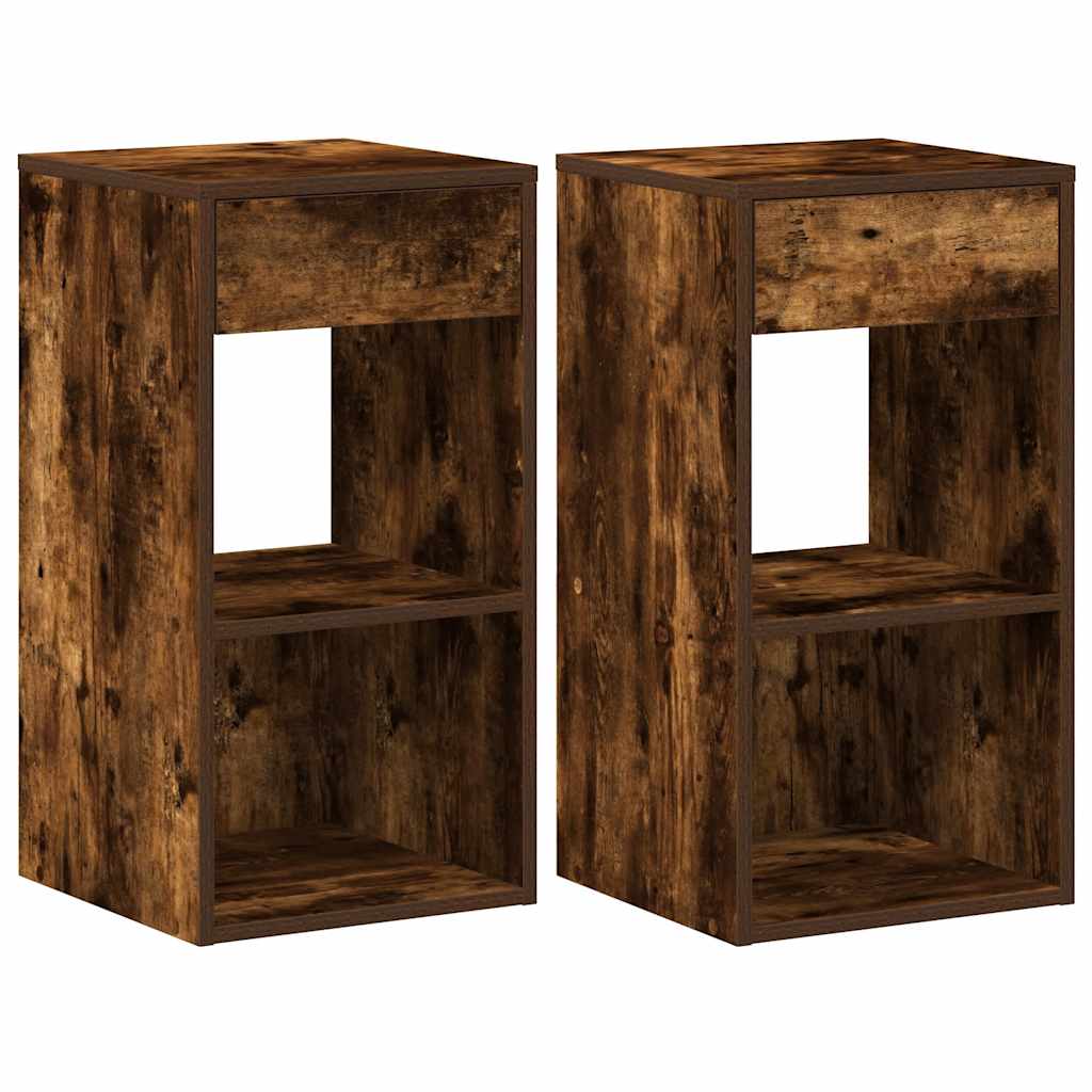Noptiere cu sertar 2 buc Stejar afumat 35x34x66,5 cm GartenMobel Dekor
