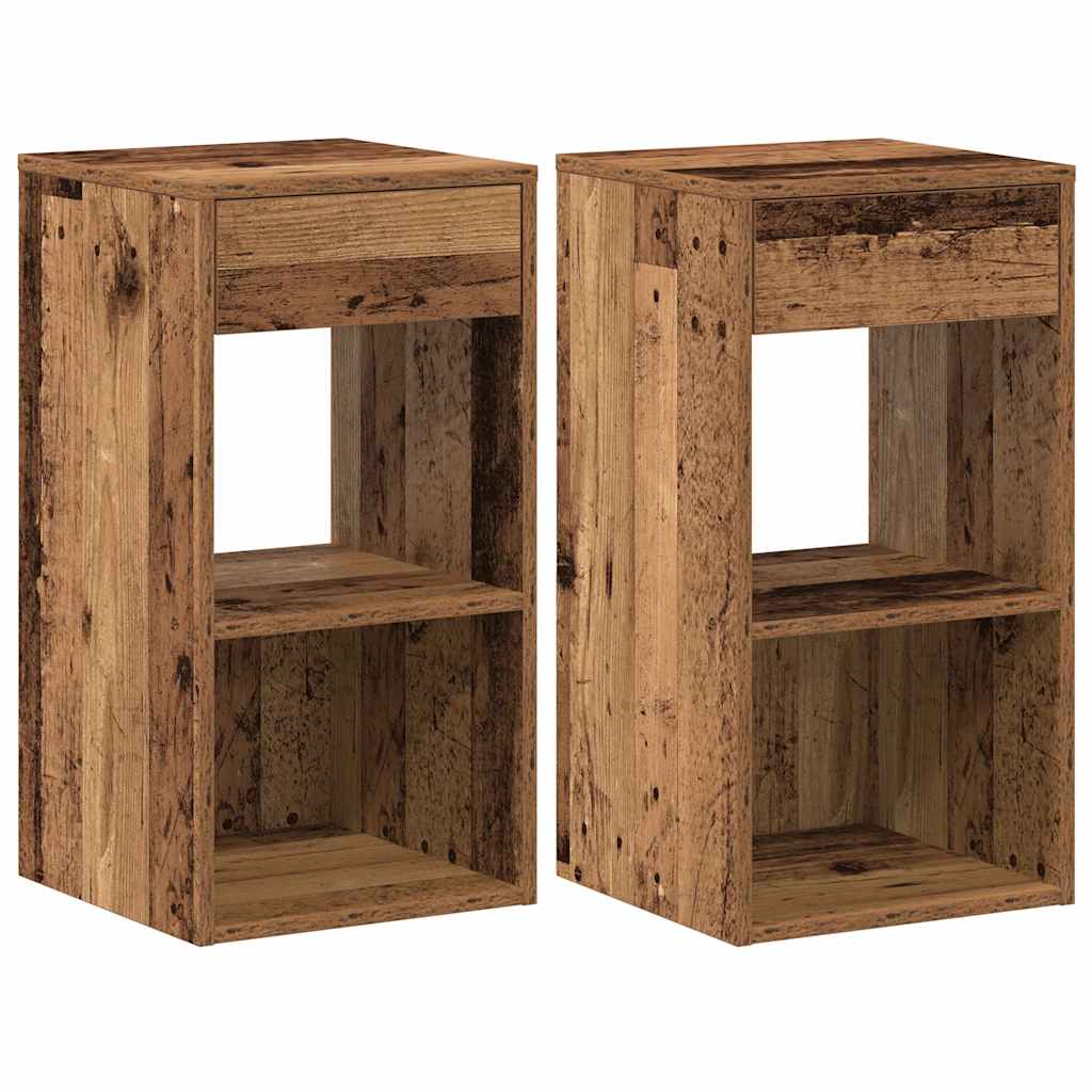 Noptiere cu sertar 2 buc lemn vechi 35x34x66,5 cm GartenMobel Dekor