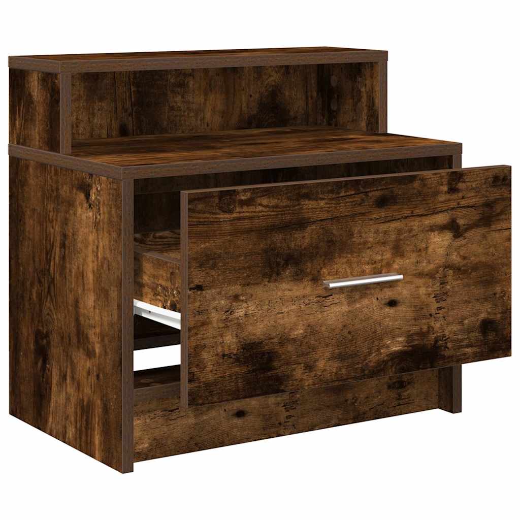 Noptiere cu sertar 2 buc stejar afumat 51x31x47 cm GartenMobel Dekor