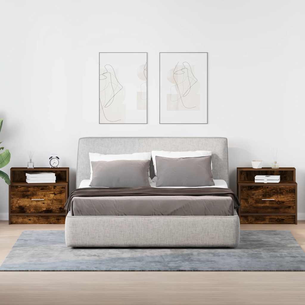 Noptiere cu sertar 2 buc stejar afumat 51x31x47 cm GartenMobel Dekor