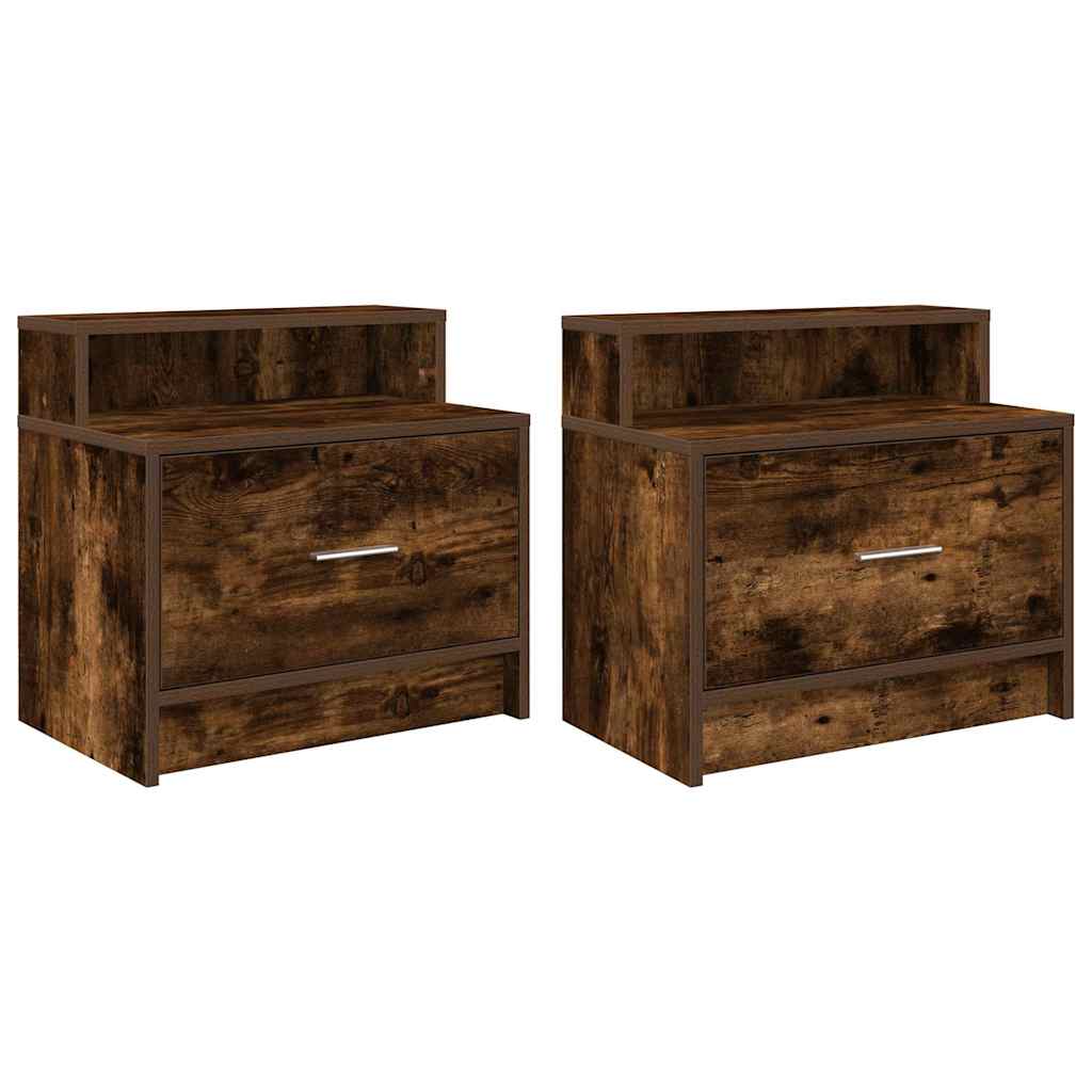 Noptiere cu sertar 2 buc stejar afumat 51x31x47 cm GartenMobel Dekor