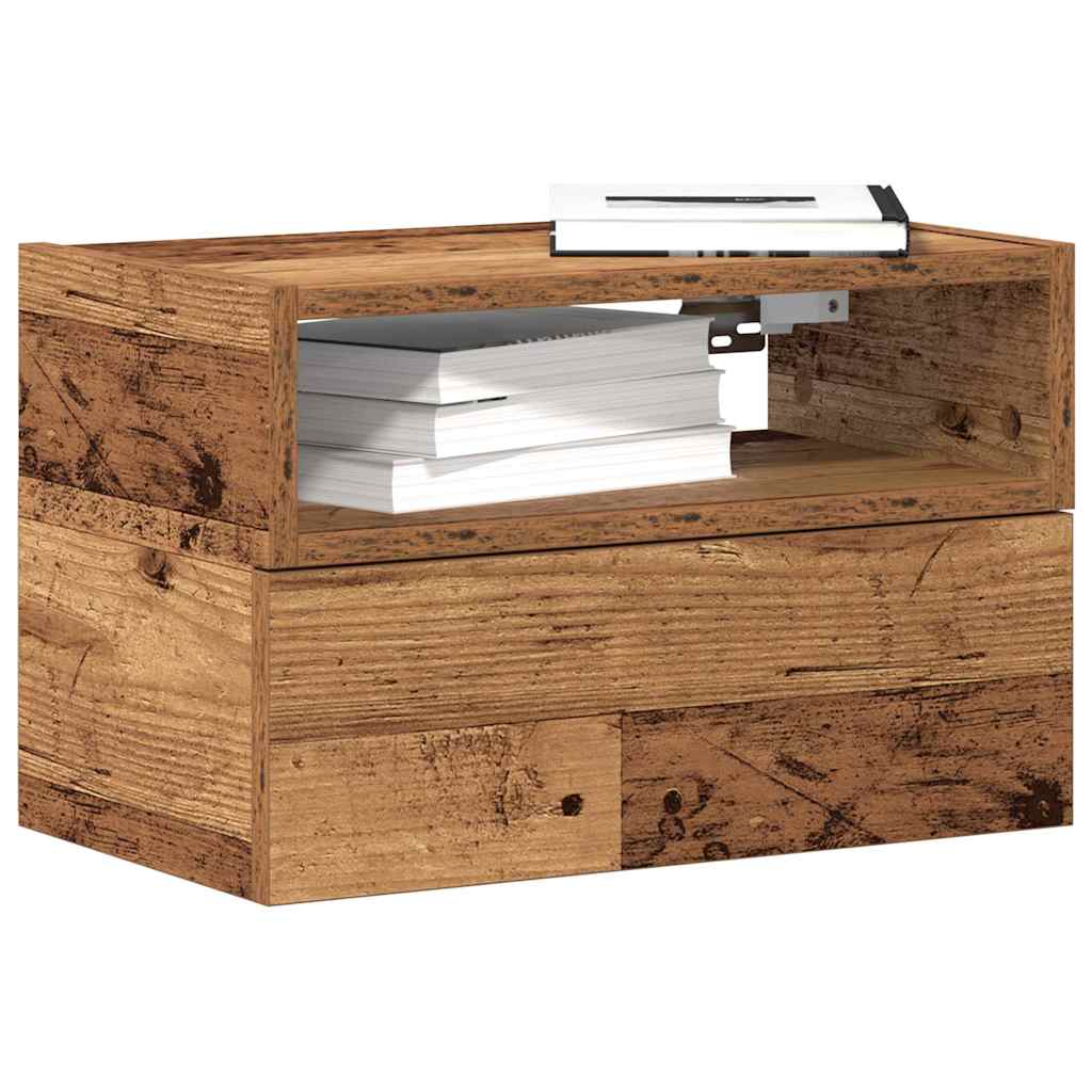 Noptiere de perete, 2 buc., Lemn vechi, 45x26x28,5 cm GartenMobel Dekor