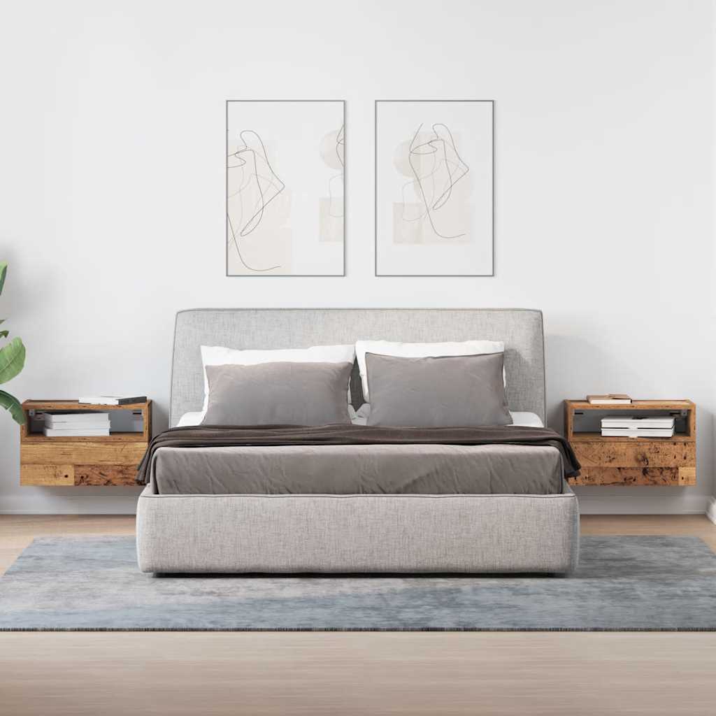 Noptiere de perete, 2 buc., Lemn vechi, 45x26x28,5 cm GartenMobel Dekor