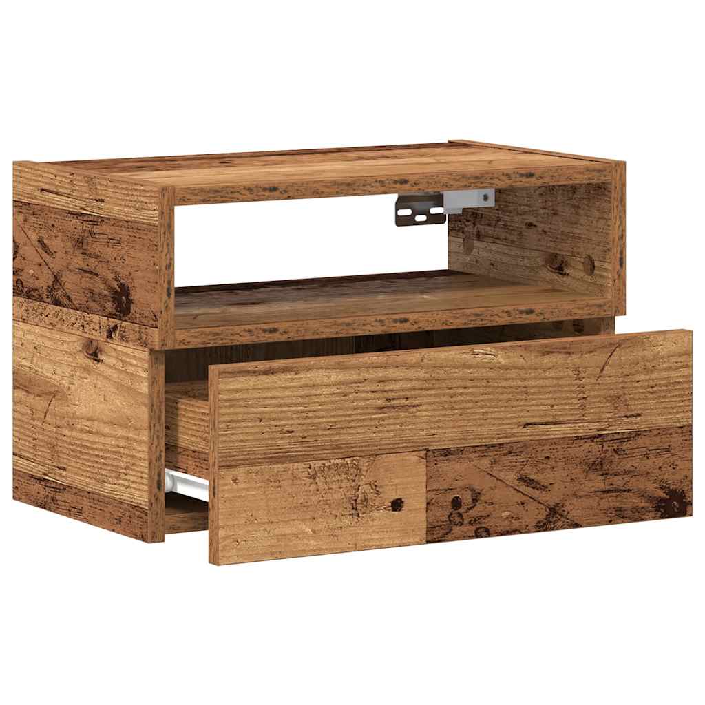 Noptiere de perete, 2 buc., Lemn vechi, 45x26x28,5 cm GartenMobel Dekor