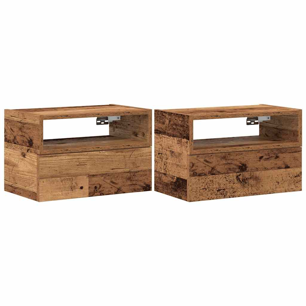 Noptiere de perete, 2 buc., Lemn vechi, 45x26x28,5 cm GartenMobel Dekor