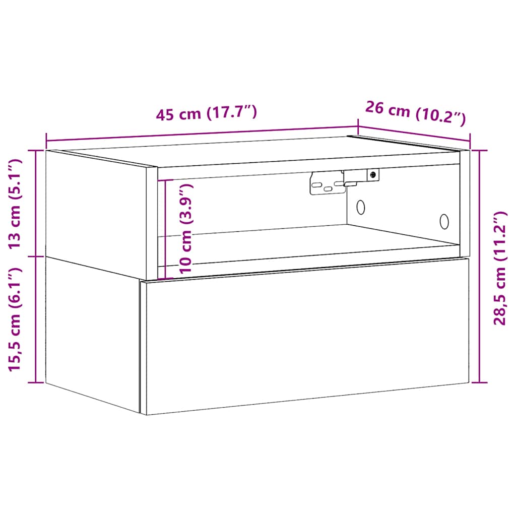 Noptiere de perete, 2 buc., Lemn vechi, 45x26x28,5 cm GartenMobel Dekor