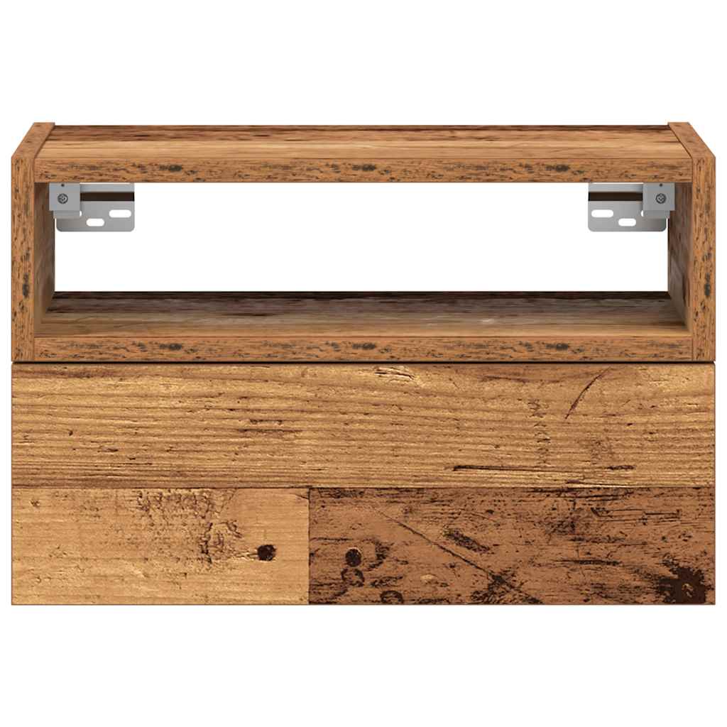 Noptiere de perete, 2 buc., Lemn vechi, 45x26x28,5 cm GartenMobel Dekor