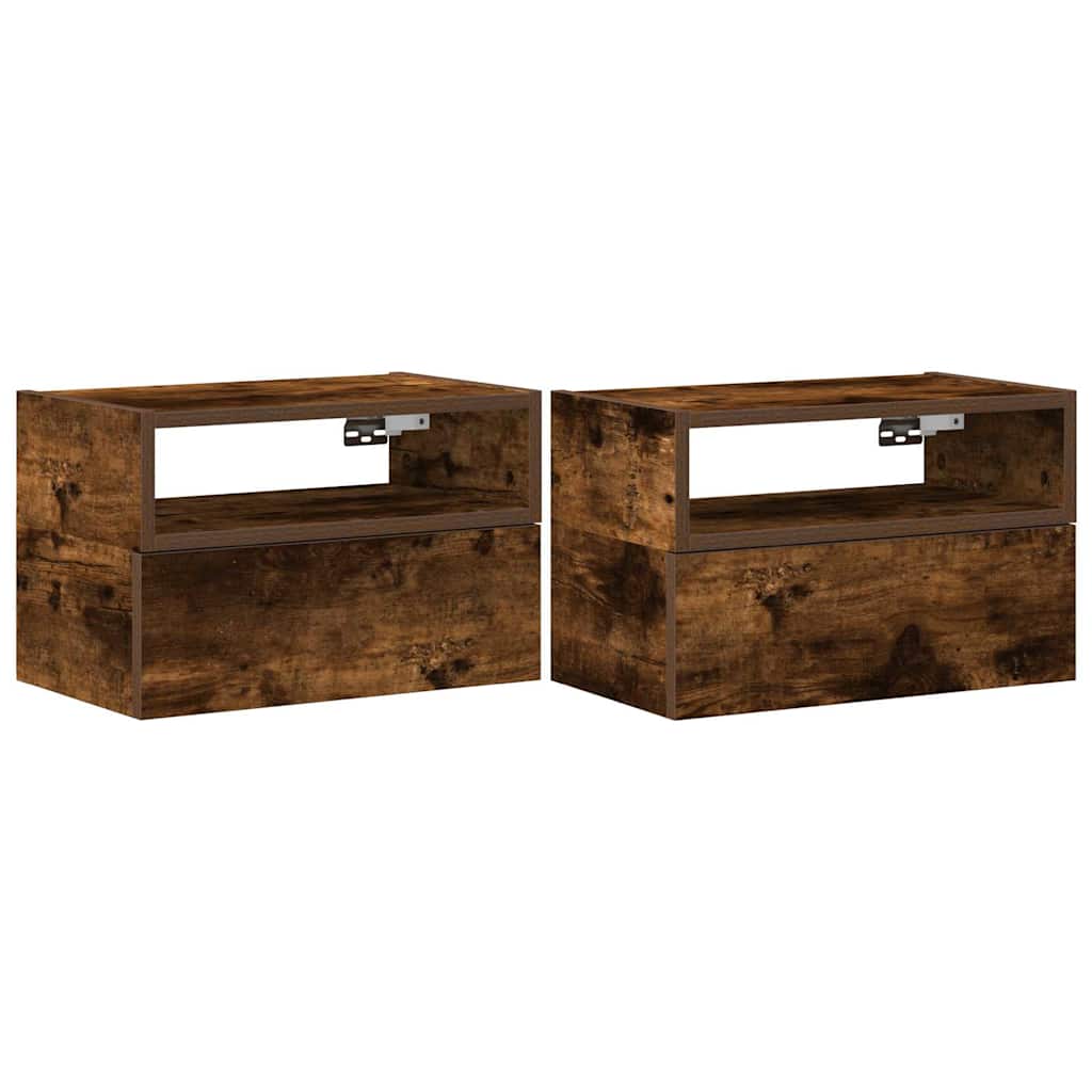 Noptiere de perete, 2 buc., stejar fumuriu, 45x26x28,5 cm GartenMobel Dekor