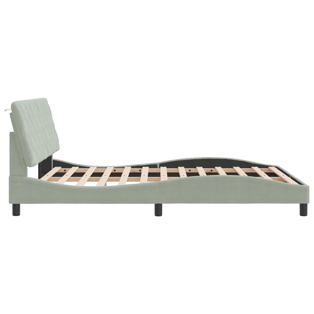 Cadru de pat fără saltea, gri deschis, 160x200 cm, catifea GartenMobel Dekor