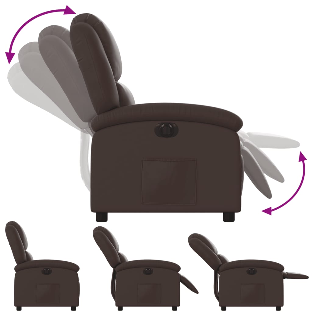 Fotoliu rabatabil electric, maro, piele ecologică GartenMobel Dekor
