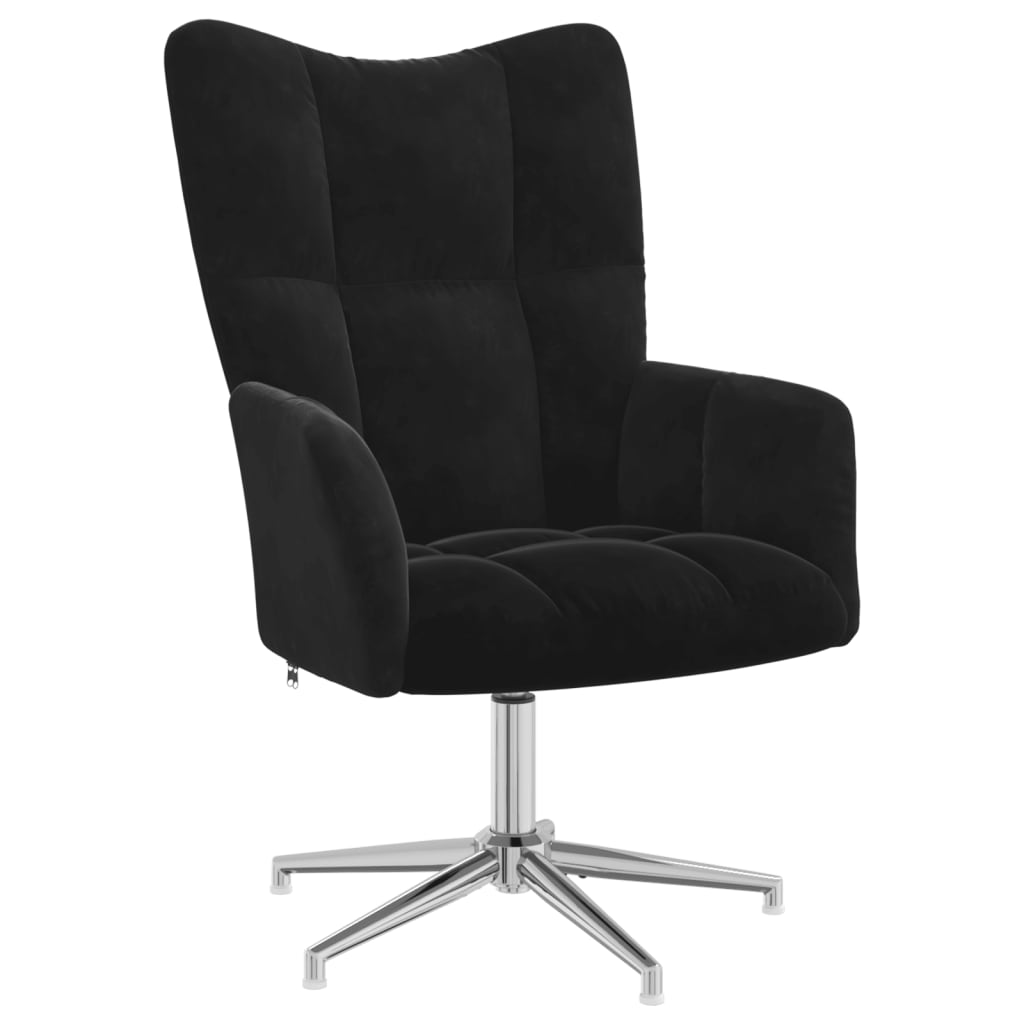Scaun de relaxare, negru, catifea GartenMobel Dekor