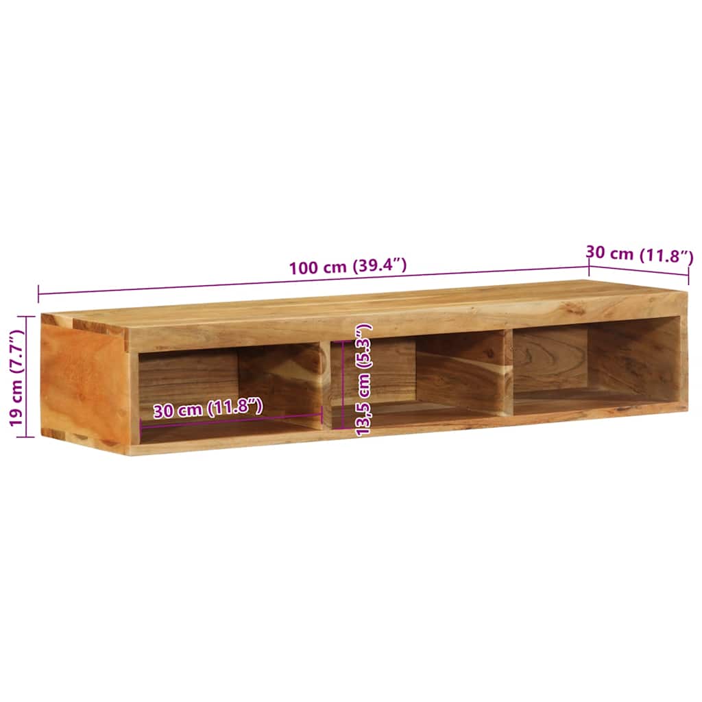 Dulap TV montat pe perete 100x30x19 cm, lemn masiv reciclat GartenMobel Dekor