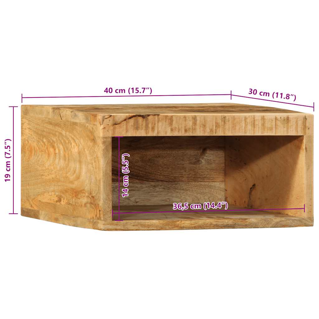 Dulap TV montat pe perete 40x30x19 cm, lemn masiv de mango brut GartenMobel Dekor