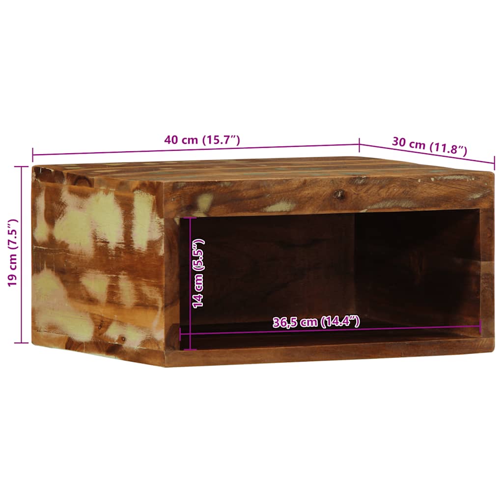 Dulap TV montat pe perete 40x30x19 cm, lemn masiv reciclat GartenMobel Dekor