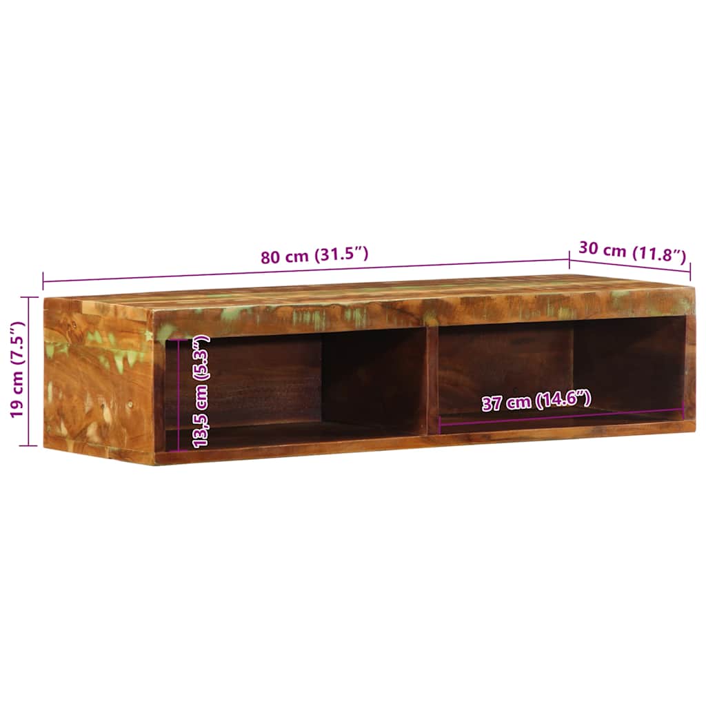 Dulap TV montat pe perete 80x30x19 cm, lemn masiv de acacia GartenMobel Dekor