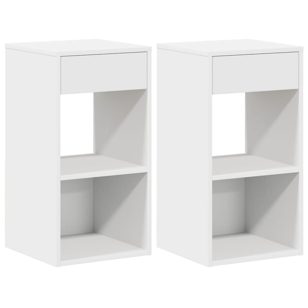 Noptiere cu sertar 2 buc Alb 35x34x66,5 cm GartenMobel Dekor