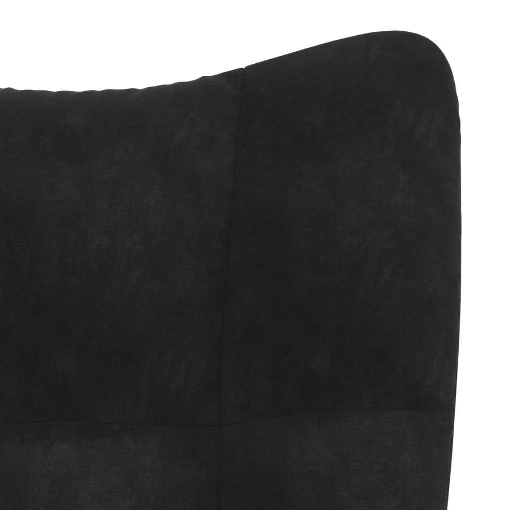 Scaun de relaxare cu taburet, negru, catifea GartenMobel Dekor