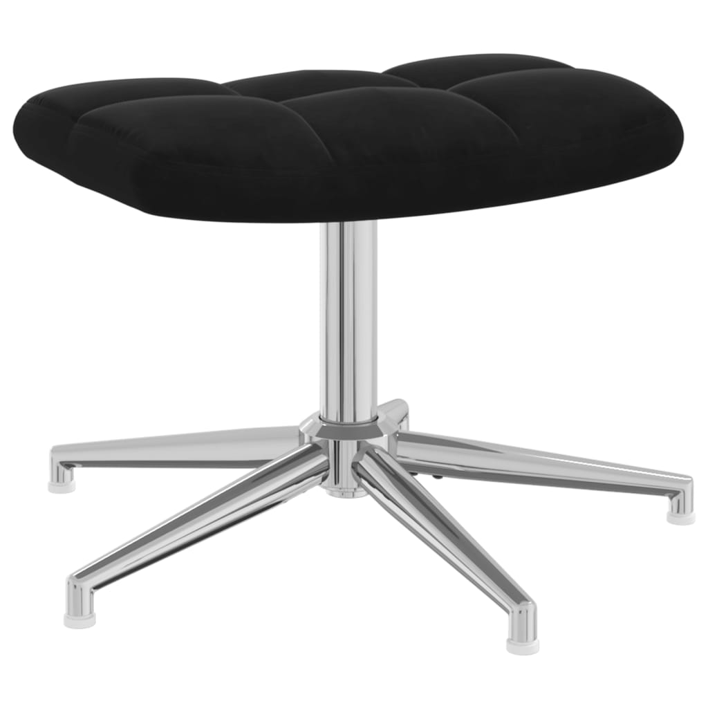 Scaun de relaxare cu taburet, negru, catifea GartenMobel Dekor