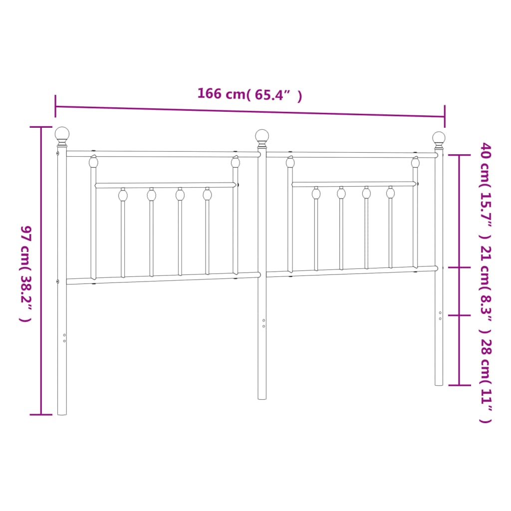Tăblie de pat metalică, negru, 160 cm GartenMobel Dekor