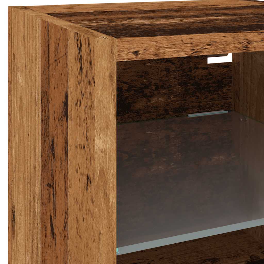 Comode TV perete cu lumini LED 2 buc. lemn vechi 30x28,5x30 cm GartenMobel Dekor