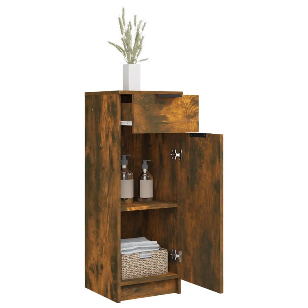 Dulap de baie, stejar fumuriu, 32x34x90 cm, lemn prelucrat GartenMobel Dekor