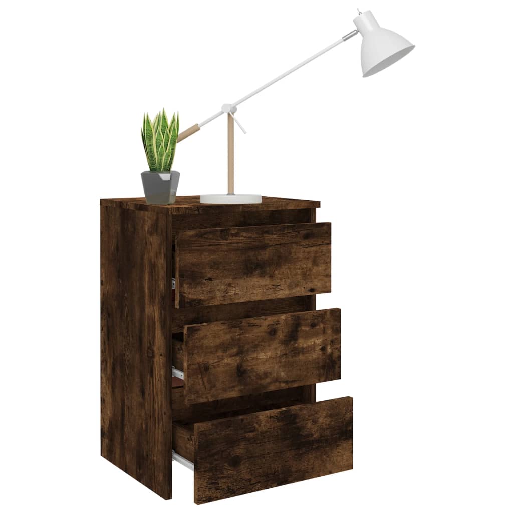 Noptiere, 2 buc., stejar fumuriu, 40x35x62,5 cm, lemn prelucrat GartenMobel Dekor