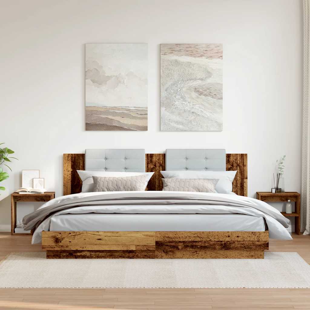 Noptiere, 2 buc, lemn învechit, 40x30x40 cm, lemn prelucrat GartenMobel Dekor